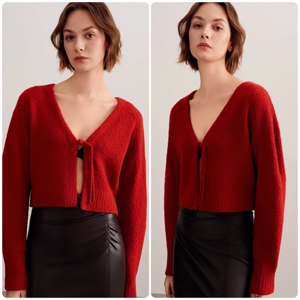 New! Neiwai Red Crimson Knot Cardigan ❤️ Small NWT!